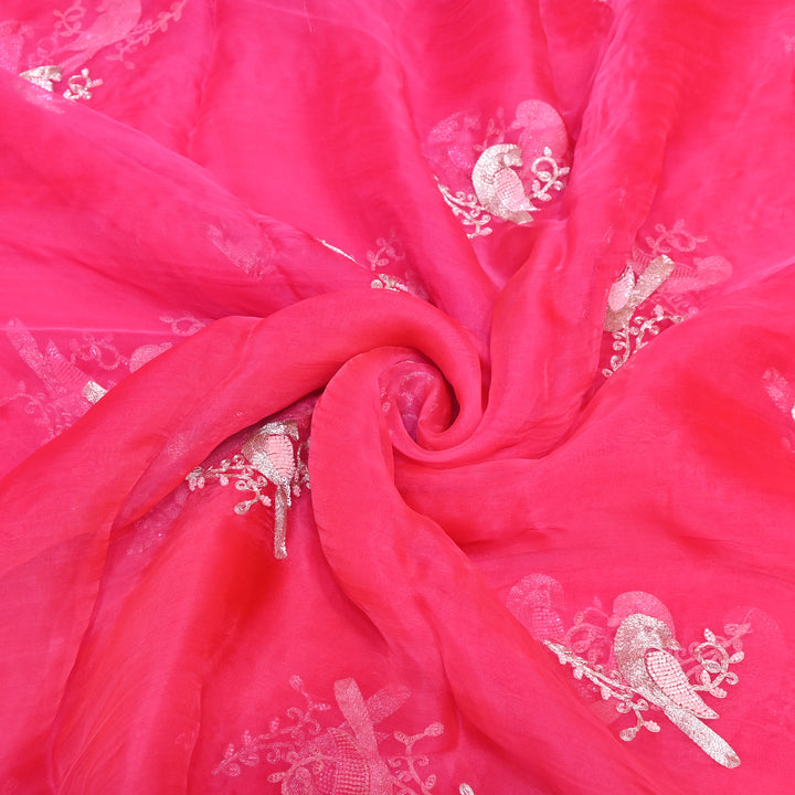 Silk Organza Zari & Moti Embroidery Fabric | Designer Fabric | PS2352-05