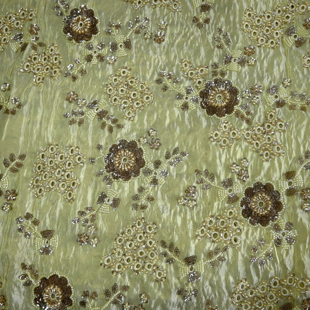 Dyeable Tissue Cut Dana Moti with Sequins Embroidery Fabric