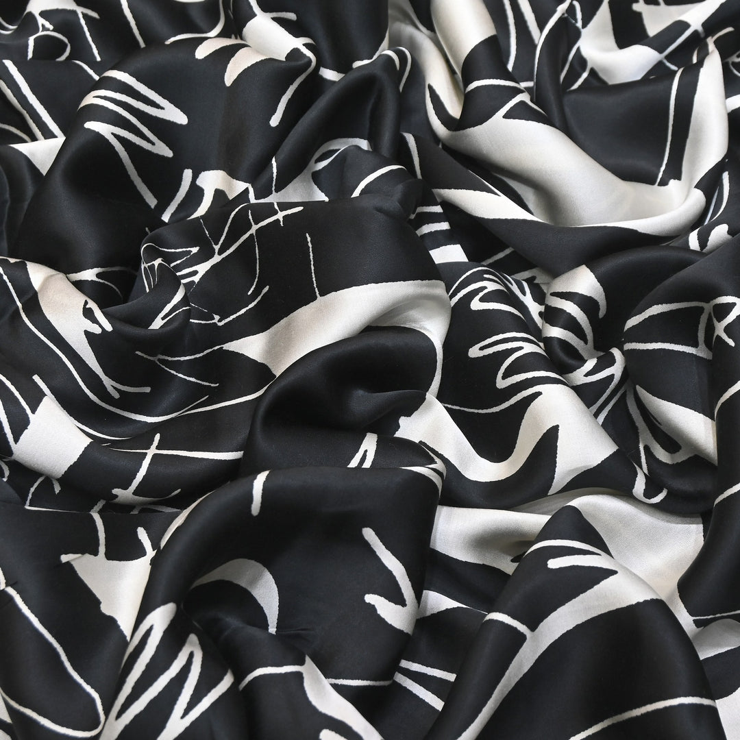 Elegant Modal Satin Digital Print Fabric 4 – Soft Luxury Designer Fabric - 001416-K9