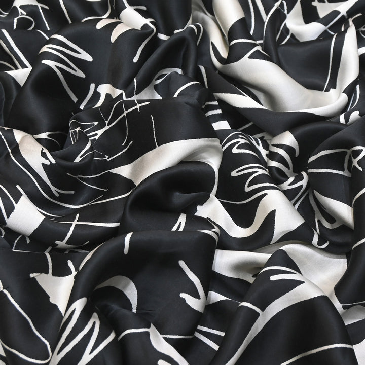 Elegant Modal Satin Digital Print Fabric 4 – Soft Luxury Designer Fabric - 001416-K9