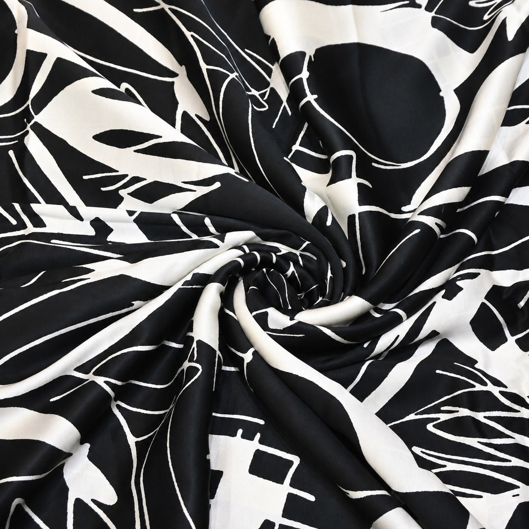 Elegant Modal Satin Digital Print Fabric 4 – Soft Luxury Designer Fabric - 001416-K9