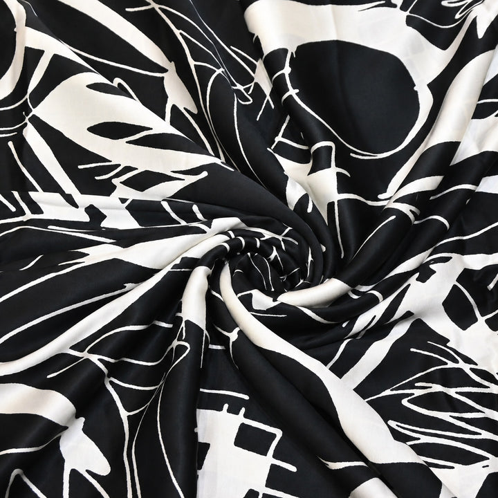 Elegant Modal Satin Digital Print Fabric 4 – Soft Luxury Designer Fabric - 001416-K9