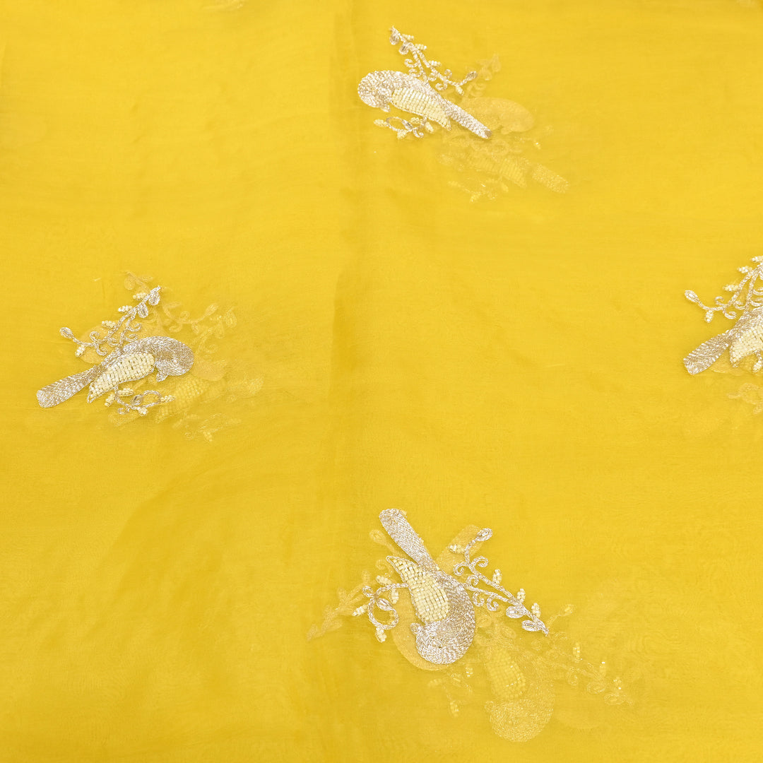 Silk Organza Zari & Moti Embroidery Fabric | Designer Fabric | PS2352-06