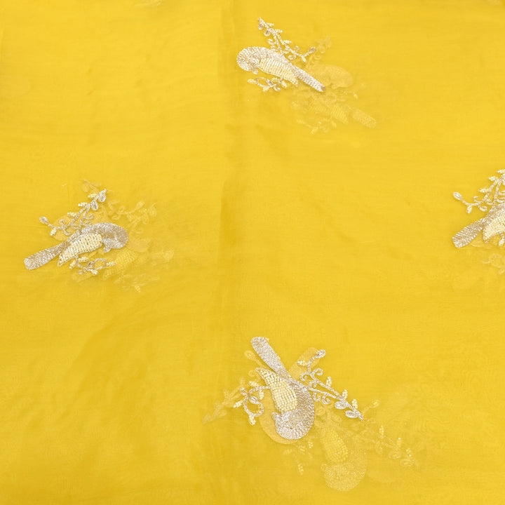 Silk Organza Zari & Moti Embroidery Fabric | Designer Fabric | PS2352-06