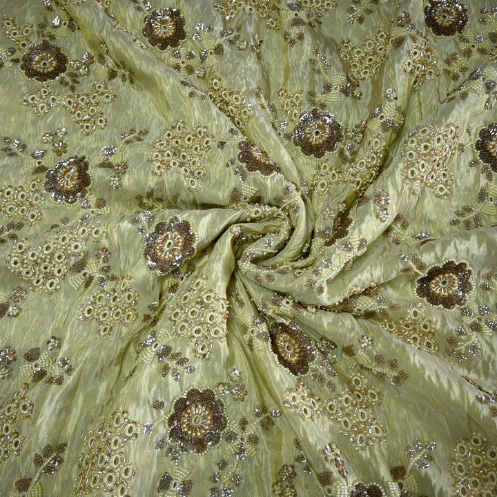 Dyeable Tissue Cut Dana Moti with Sequins Embroidery Fabric