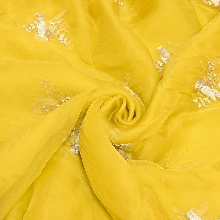 Silk Organza Zari & Moti Embroidery Fabric | Designer Fabric | PS2352-06