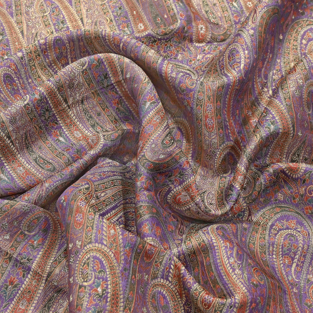 Dola Position Print Zari Jacquard Fabric – Designer Ethnic Fabric - H16872-1