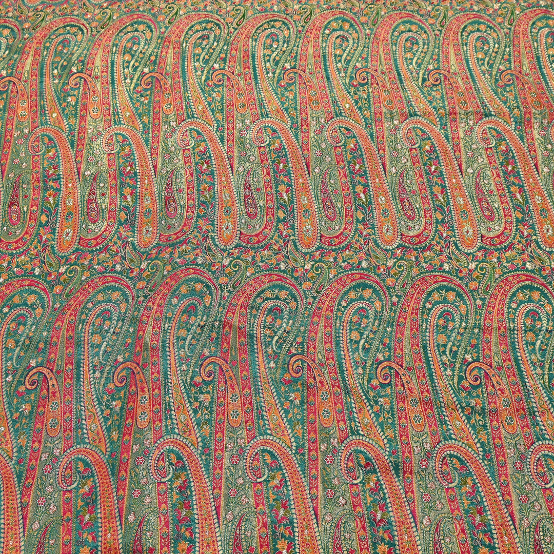 Dola Position Print Zari Jacquard Fabric – Designer Ethnic Fabric - H16872-2