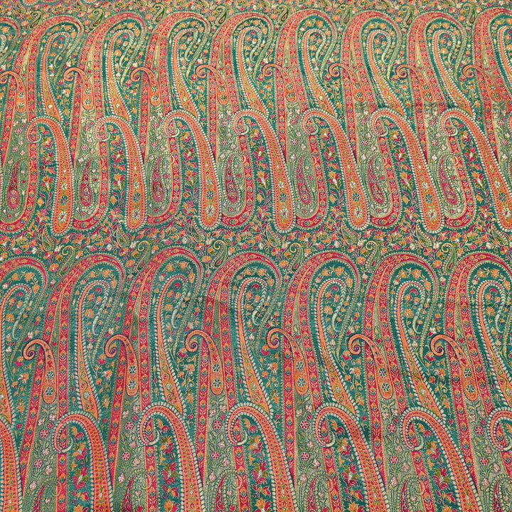 Dola Position Print Zari Jacquard Fabric – Designer Ethnic Fabric - H16872-2