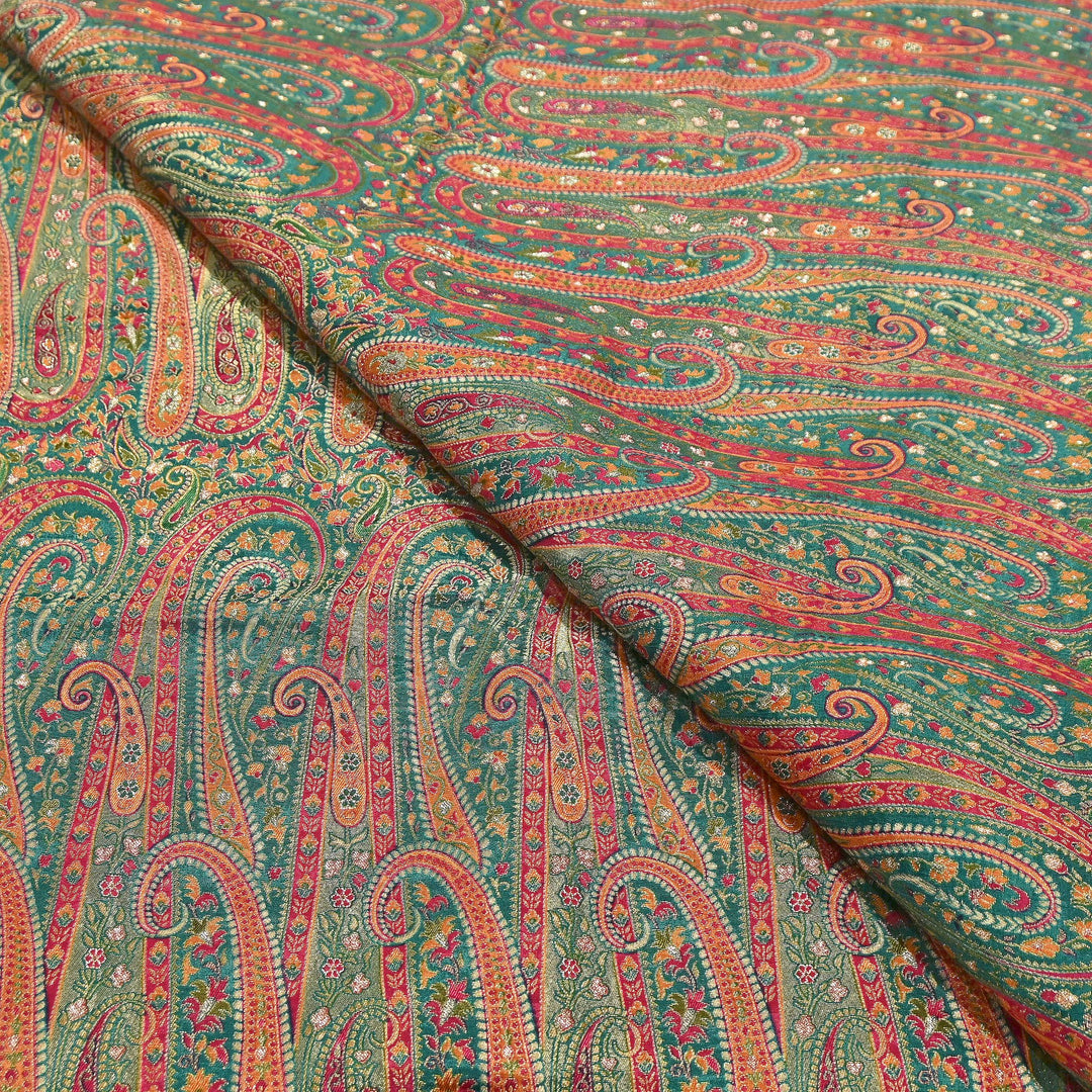 Dola Position Print Zari Jacquard Fabric – Designer Ethnic Fabric - H16872-2