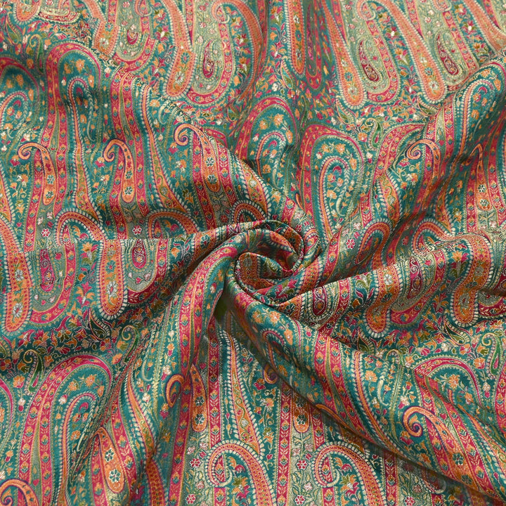 Dola Position Print Zari Jacquard Fabric – Designer Ethnic Fabric - H16872-2
