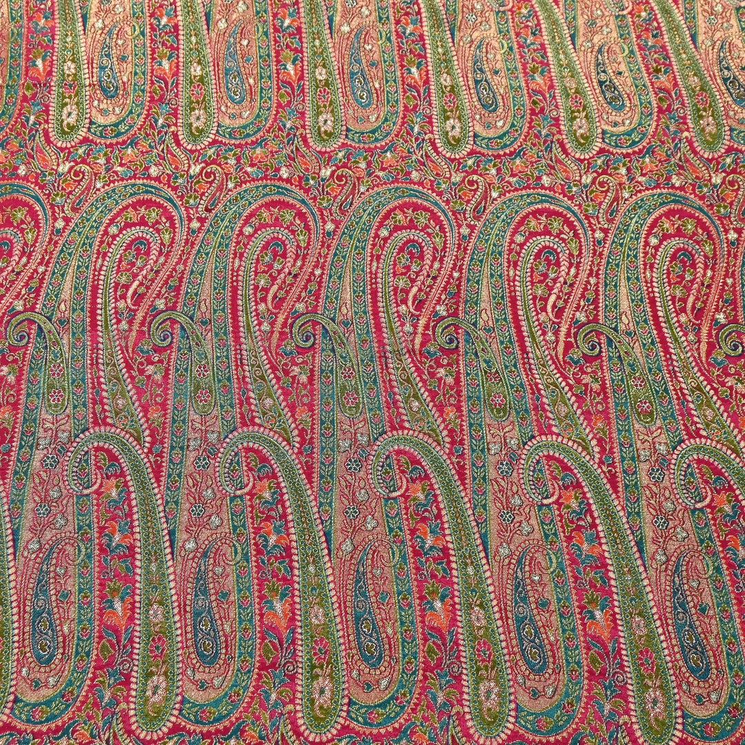 Dola Position Print Zari Jacquard Fabric – Designer Ethnic Fabric - H16872-3