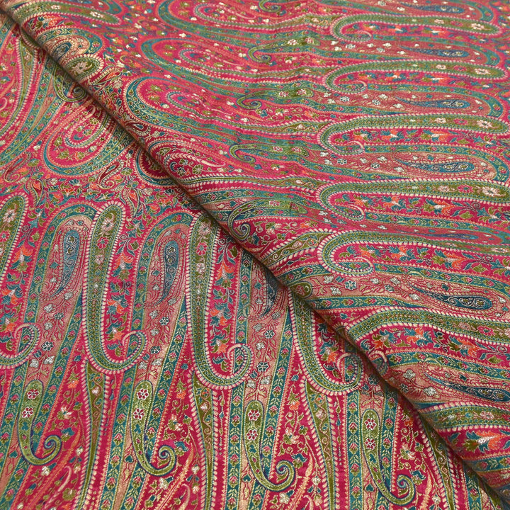 Dola Position Print Zari Jacquard Fabric – Designer Ethnic Fabric - H16872-3