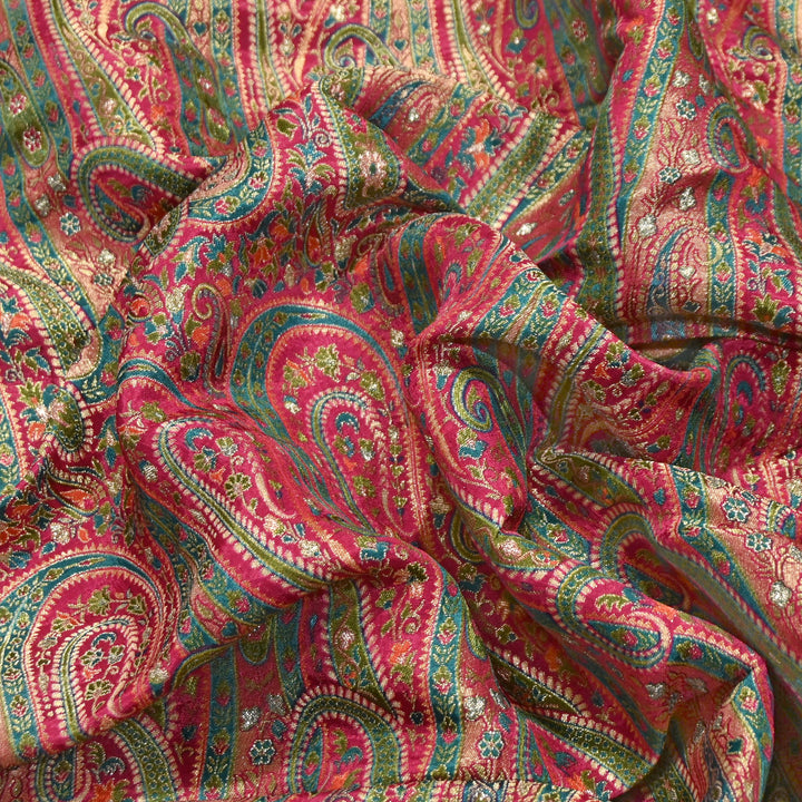 Dola Position Print Zari Jacquard Fabric – Designer Ethnic Fabric - H16872-3