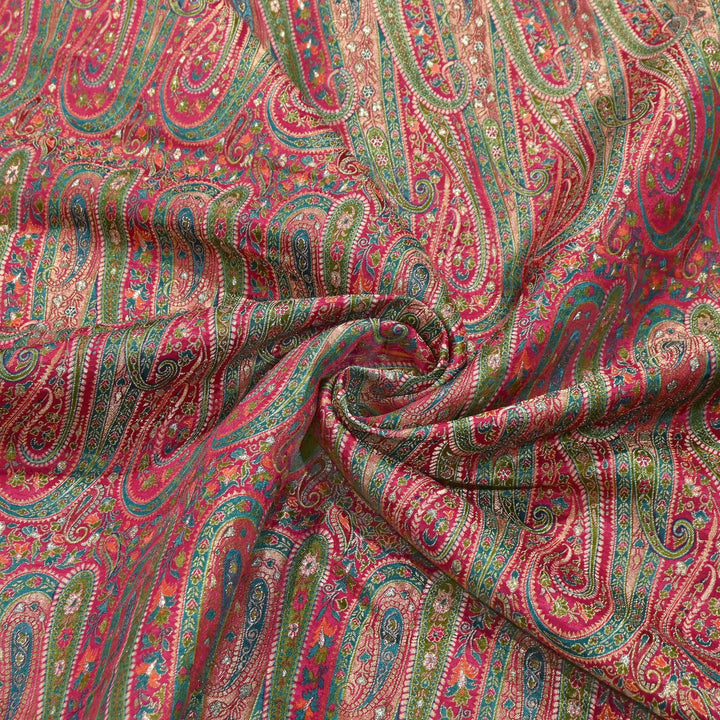 Dola Position Print Zari Jacquard Fabric – Designer Ethnic Fabric - H16872-3