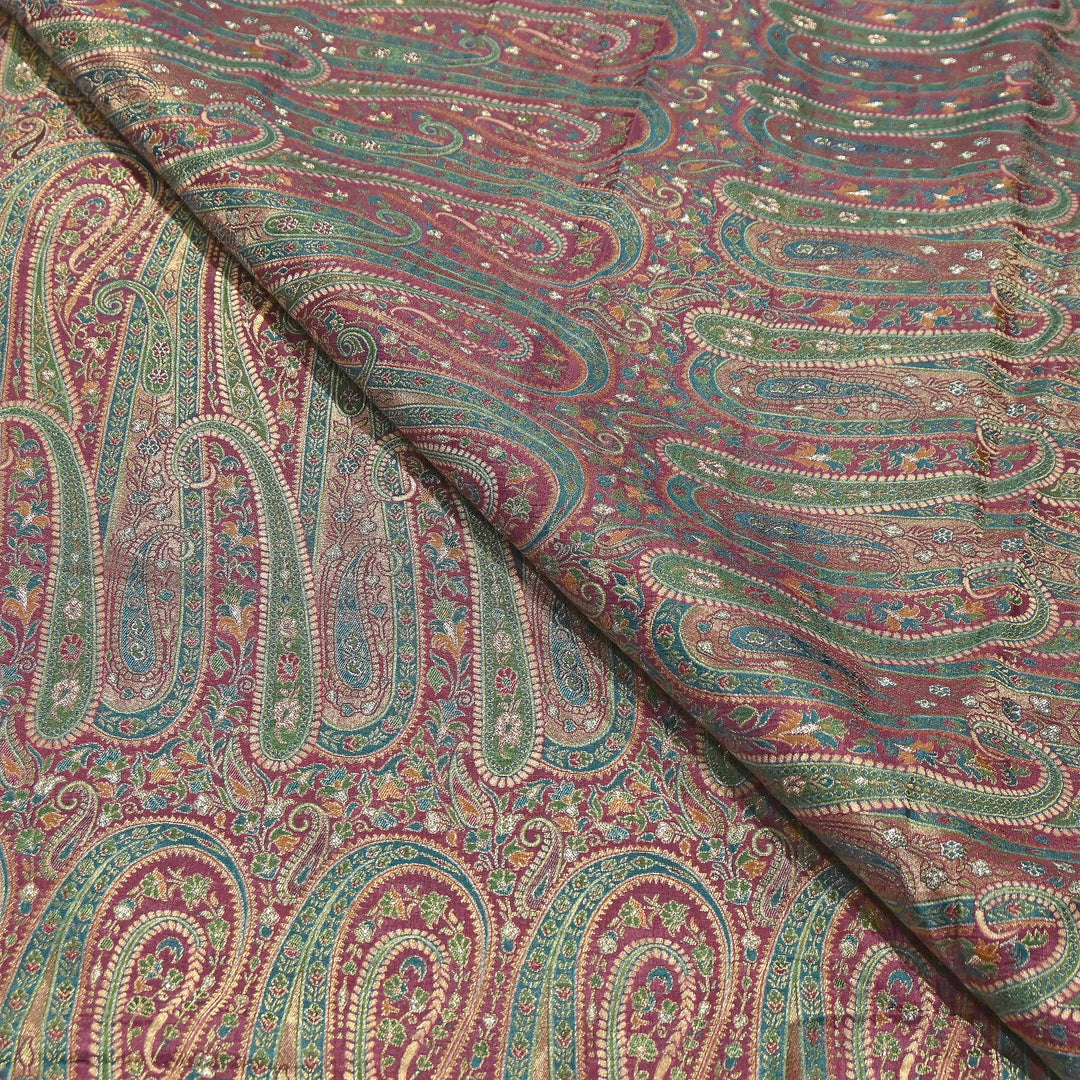 Dola Position Print Zari Jacquard Fabric – Designer Ethnic Fabric - H16872-4