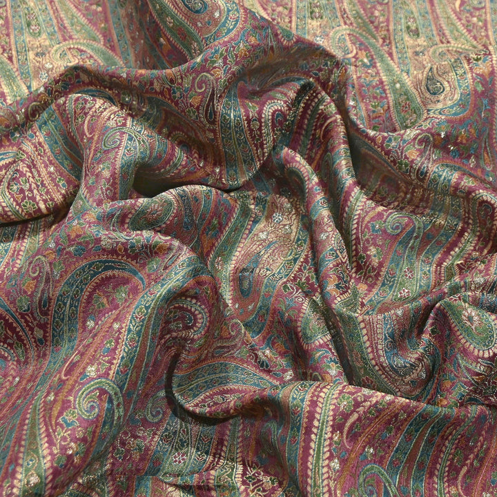 Dola Position Print Zari Jacquard Fabric – Designer Ethnic Fabric - H16872-4