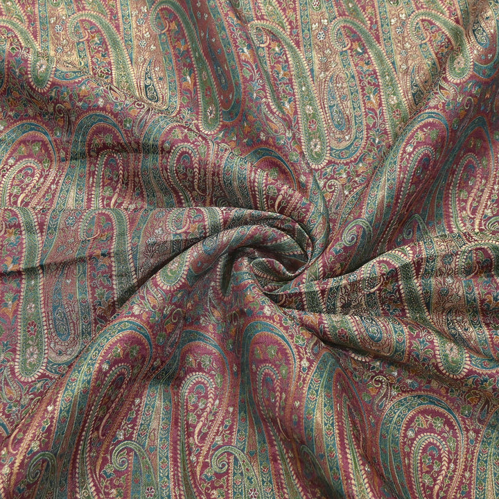 Dola Position Print Zari Jacquard Fabric – Designer Ethnic Fabric - H16872-4