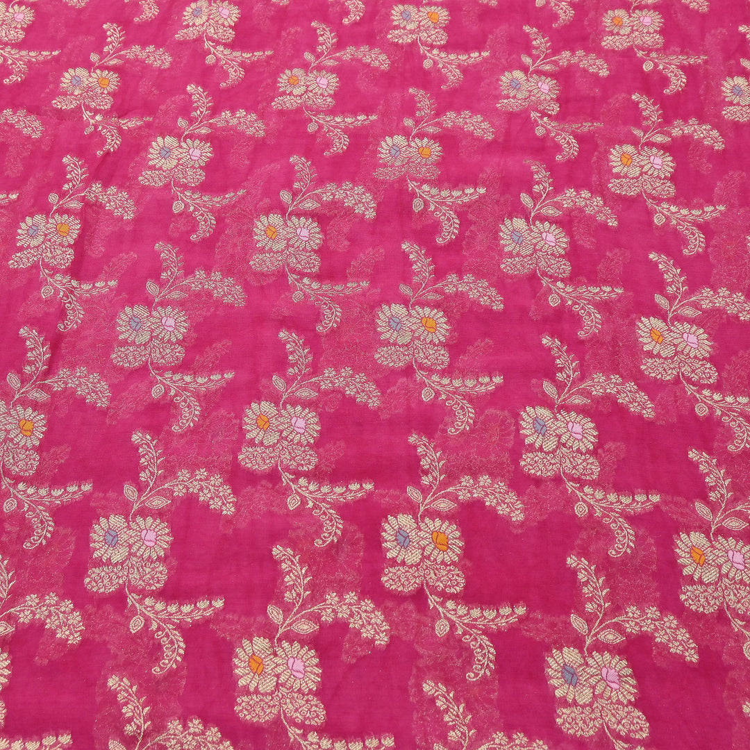 Premium Dyed Viscose Georgette Zari Jacquard Fabric - SIN360-B