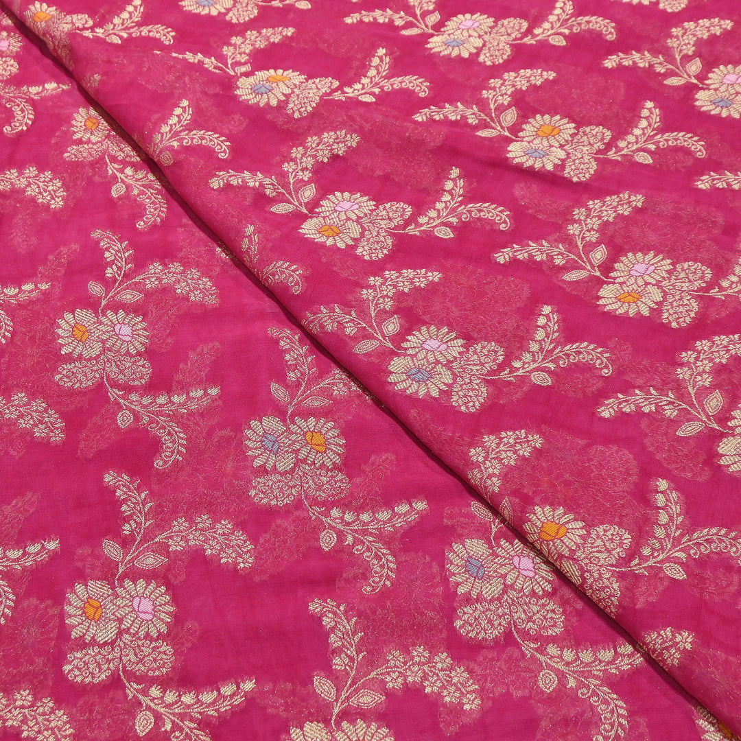 Premium Dyed Viscose Georgette Zari Jacquard Fabric - SIN360-B