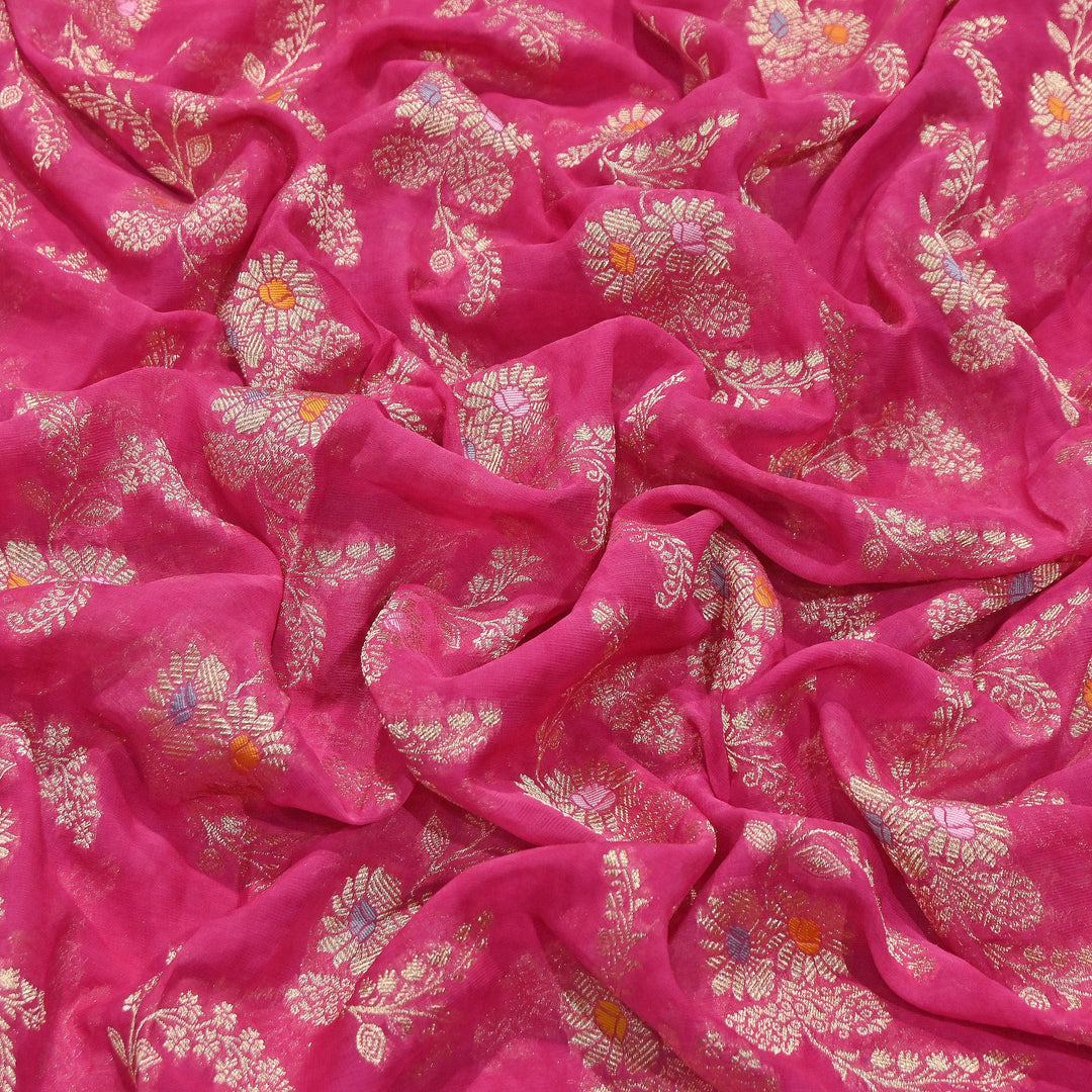 Premium Dyed Viscose Georgette Zari Jacquard Fabric - SIN360-B