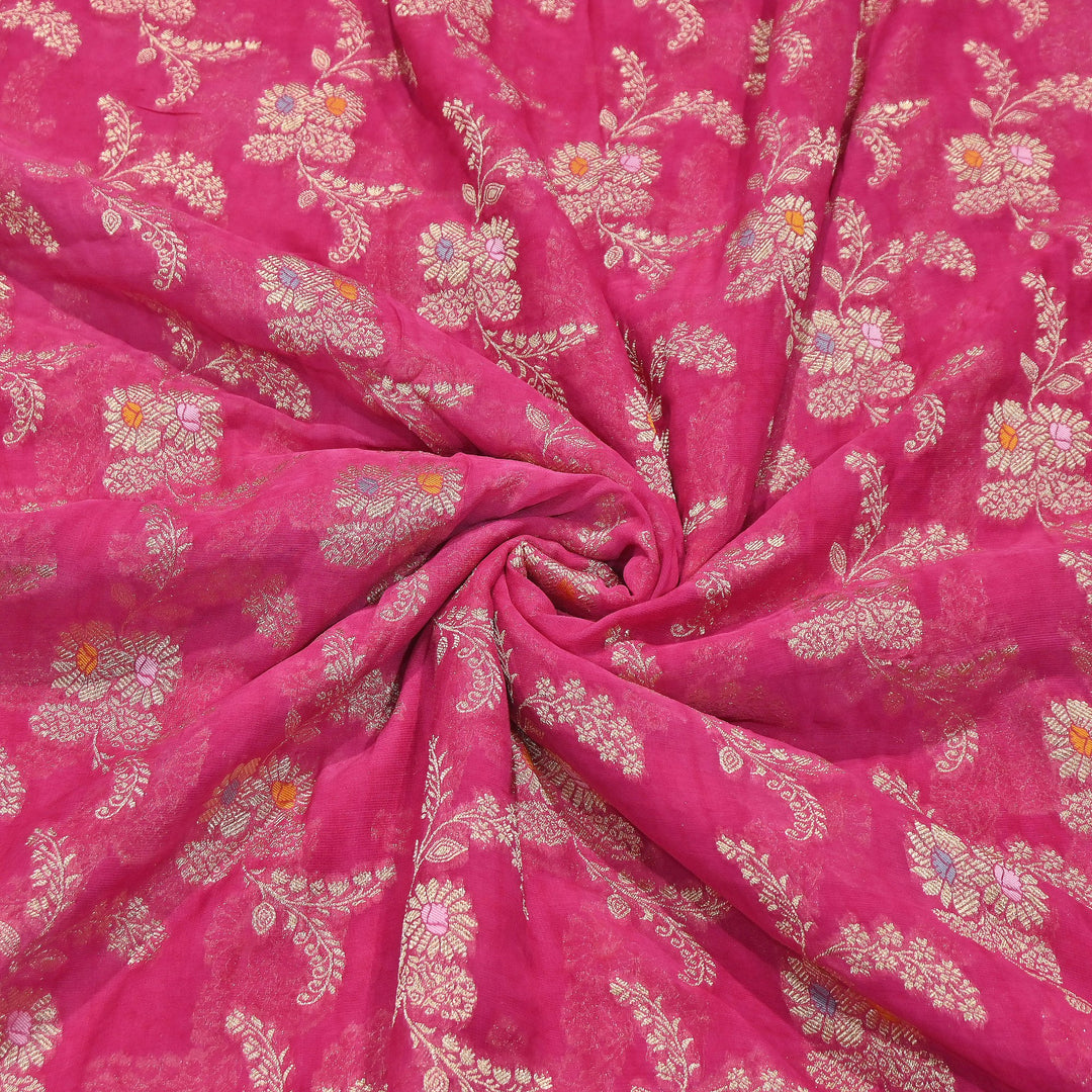 Premium Dyed Viscose Georgette Zari Jacquard Fabric - SIN360-B