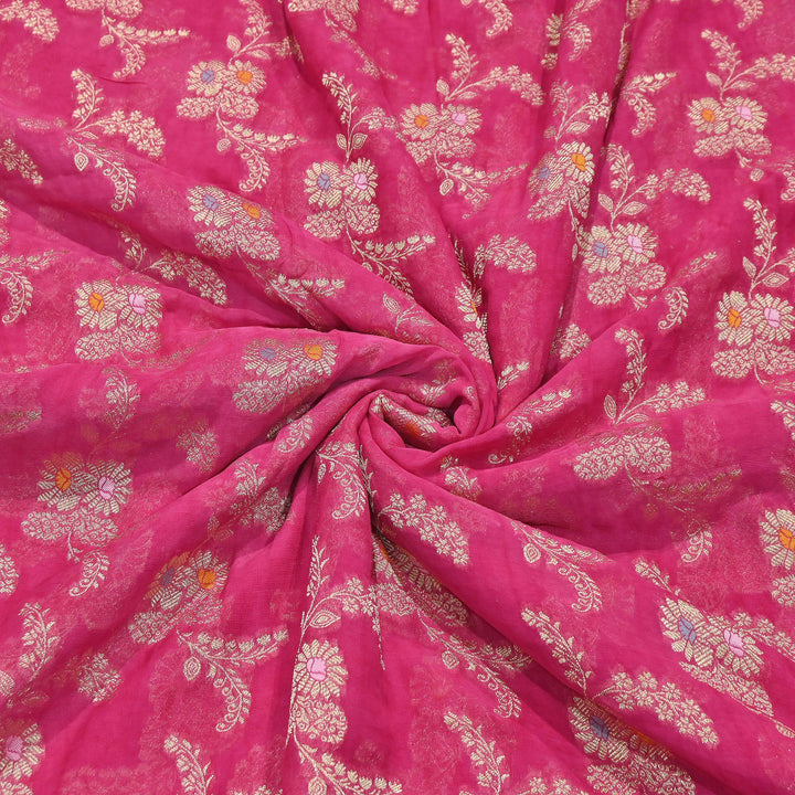 Premium Dyed Viscose Georgette Zari Jacquard Fabric - SIN360-B