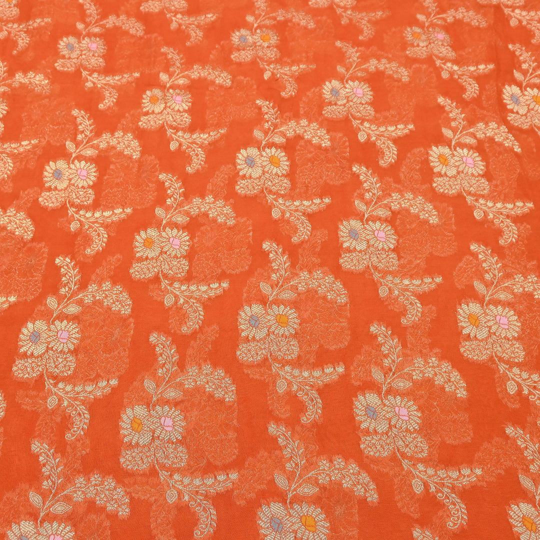 Premium Dyed Viscose Georgette Zari Jacquard Fabric - SIN360-C