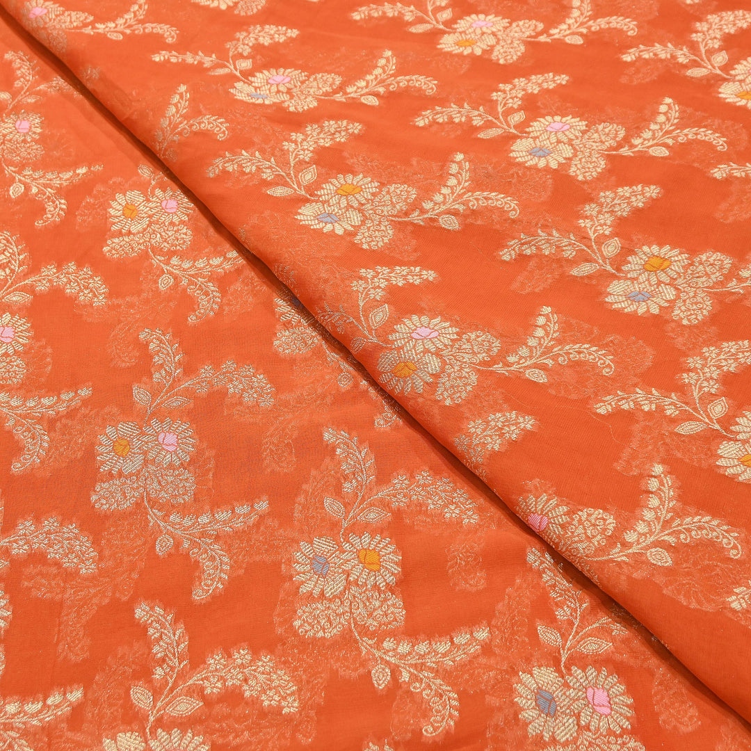Premium Dyed Viscose Georgette Zari Jacquard Fabric - SIN360-C