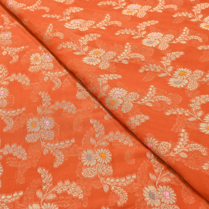 Premium Dyed Viscose Georgette Zari Jacquard Fabric - SIN360-C