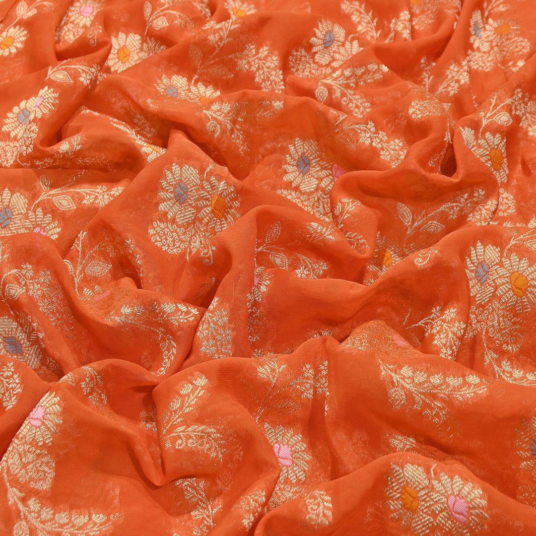 Premium Dyed Viscose Georgette Zari Jacquard Fabric - SIN360-C