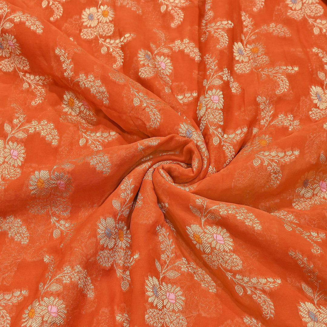 Premium Dyed Viscose Georgette Zari Jacquard Fabric - SIN360-C