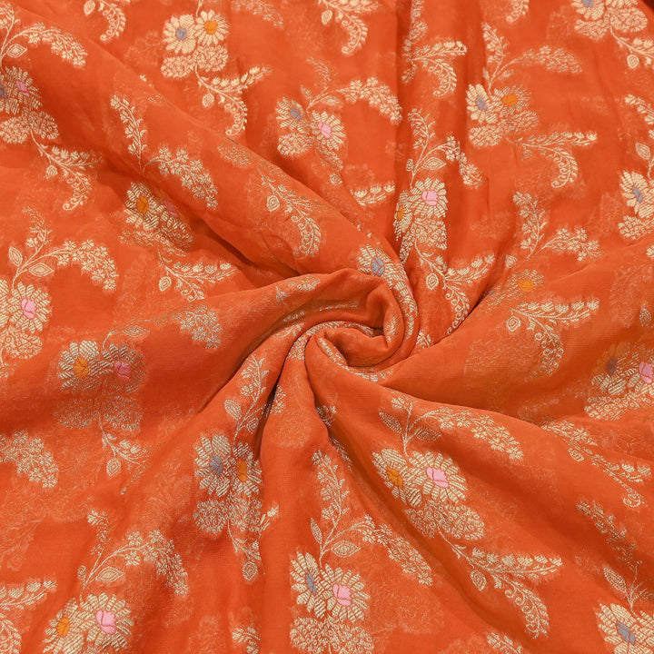 Premium Dyed Viscose Georgette Zari Jacquard Fabric - SIN360-C