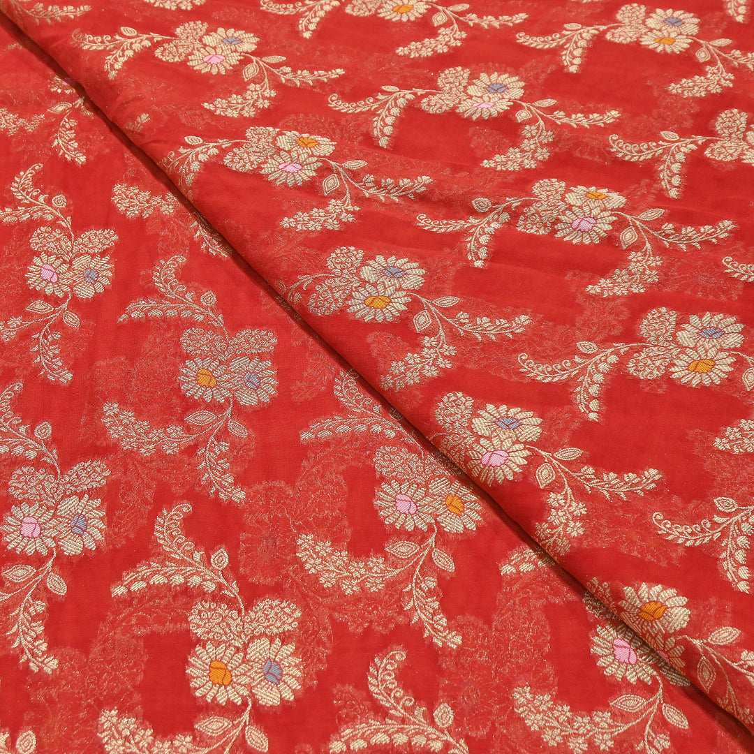 Premium Dyed Viscose Georgette Zari Jacquard Fabric - SIN360-D