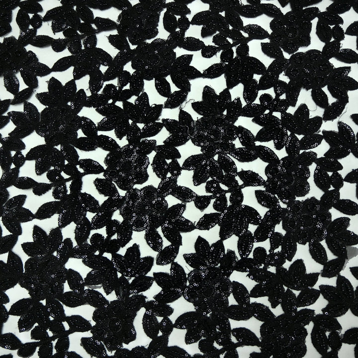 Net Cut Work With Cut Dana Sequins Embroidery Fabric