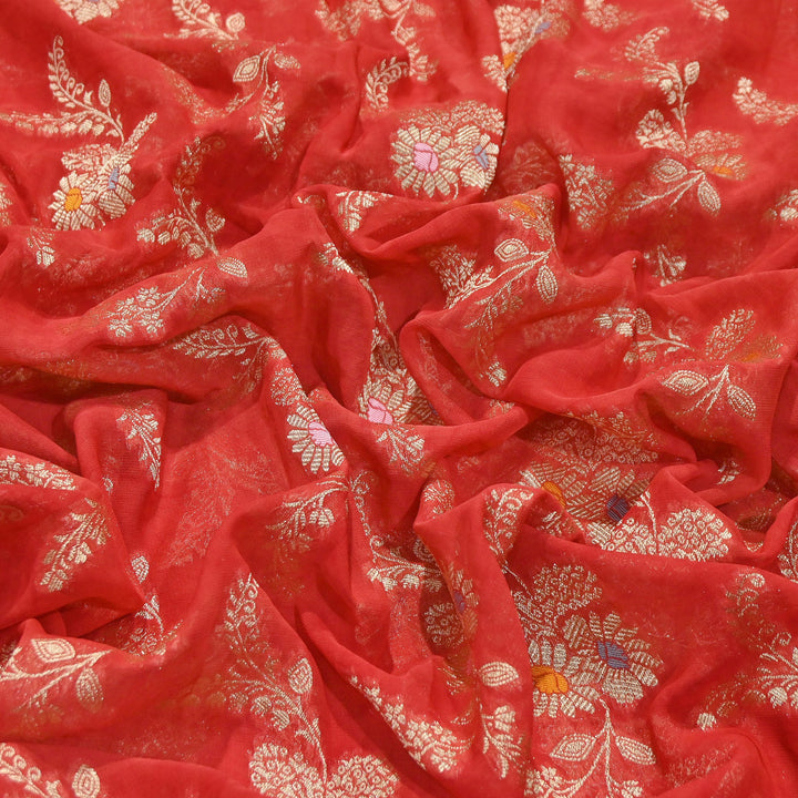 Premium Dyed Viscose Georgette Zari Jacquard Fabric - SIN360-D