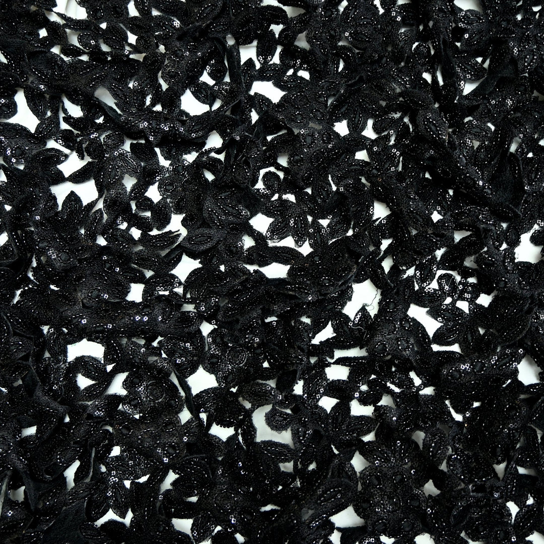 Net Cut Work With Cut Dana Sequins Embroidery Fabric