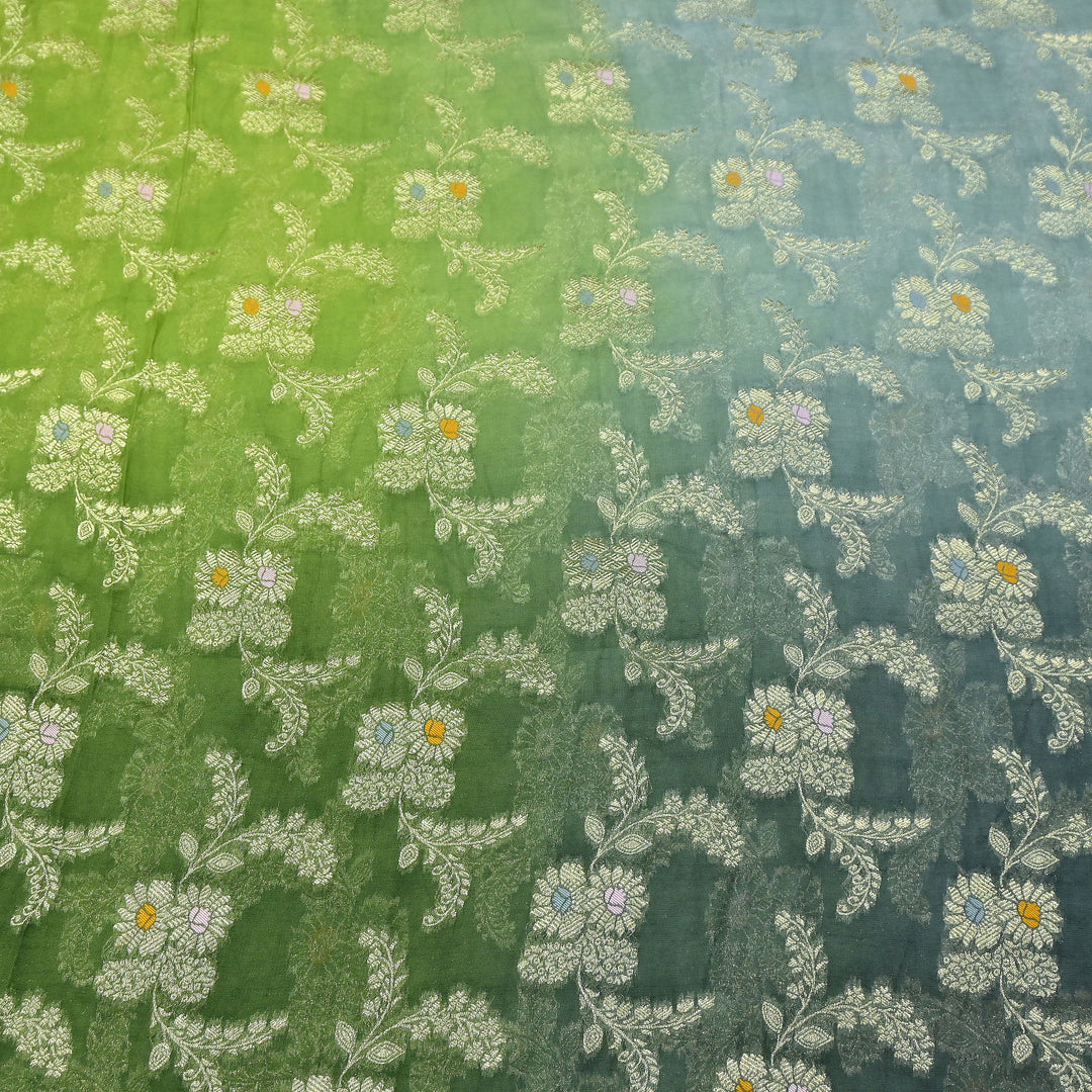 Premium  Dyed Viscose Georgette 4D Shade Zari Jacquard Fabric - 00004D-4