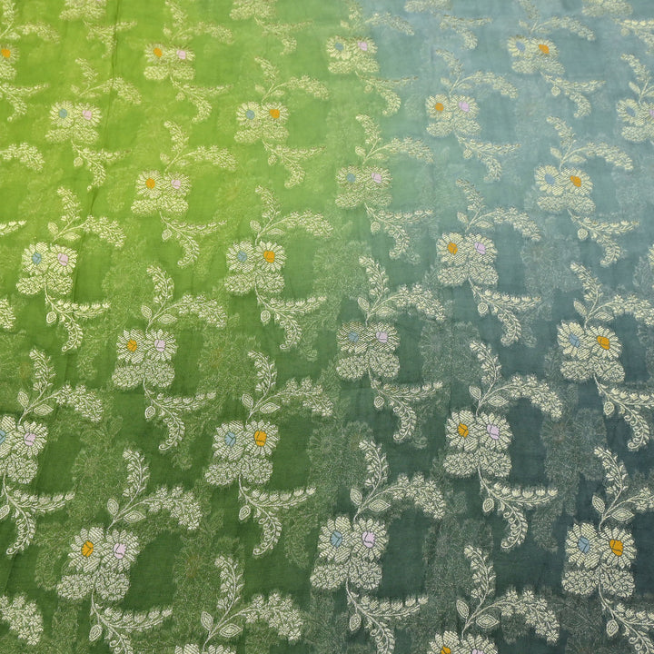 Premium  Dyed Viscose Georgette 4D Shade Zari Jacquard Fabric - 00004D-4