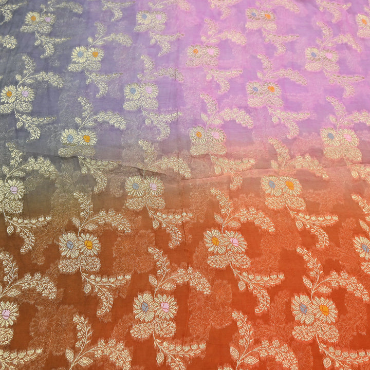 Premium  Dyed Viscose Georgette 4D Shade Zari Jacquard Fabric - 00004D-5