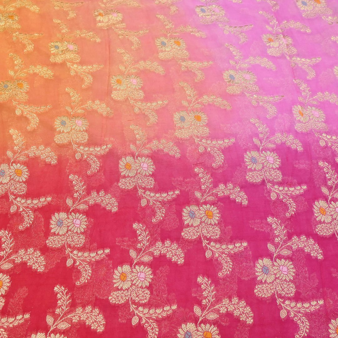 Premium  Dyed Viscose Georgette 4D Shade Zari Jacquard Fabric - 00004D-6