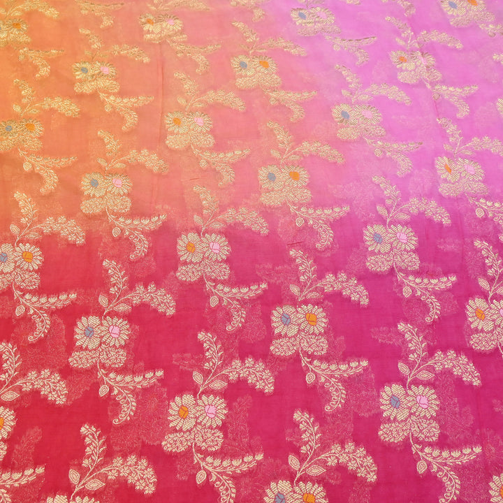 Premium  Dyed Viscose Georgette 4D Shade Zari Jacquard Fabric - 00004D-6