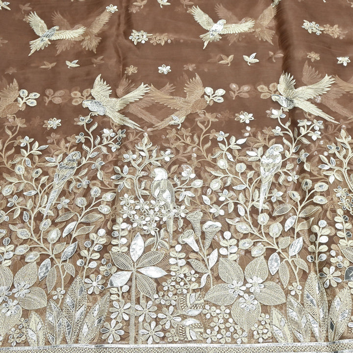 Dyed Silk Organza Gota Zari Embroidery Fabric 54" – Premium Designer Fabric - V1029C-A