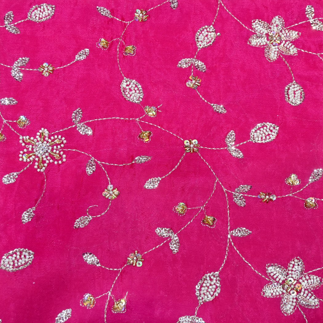 Dyed Chinon Moti Sequins Embroidery Fabrics