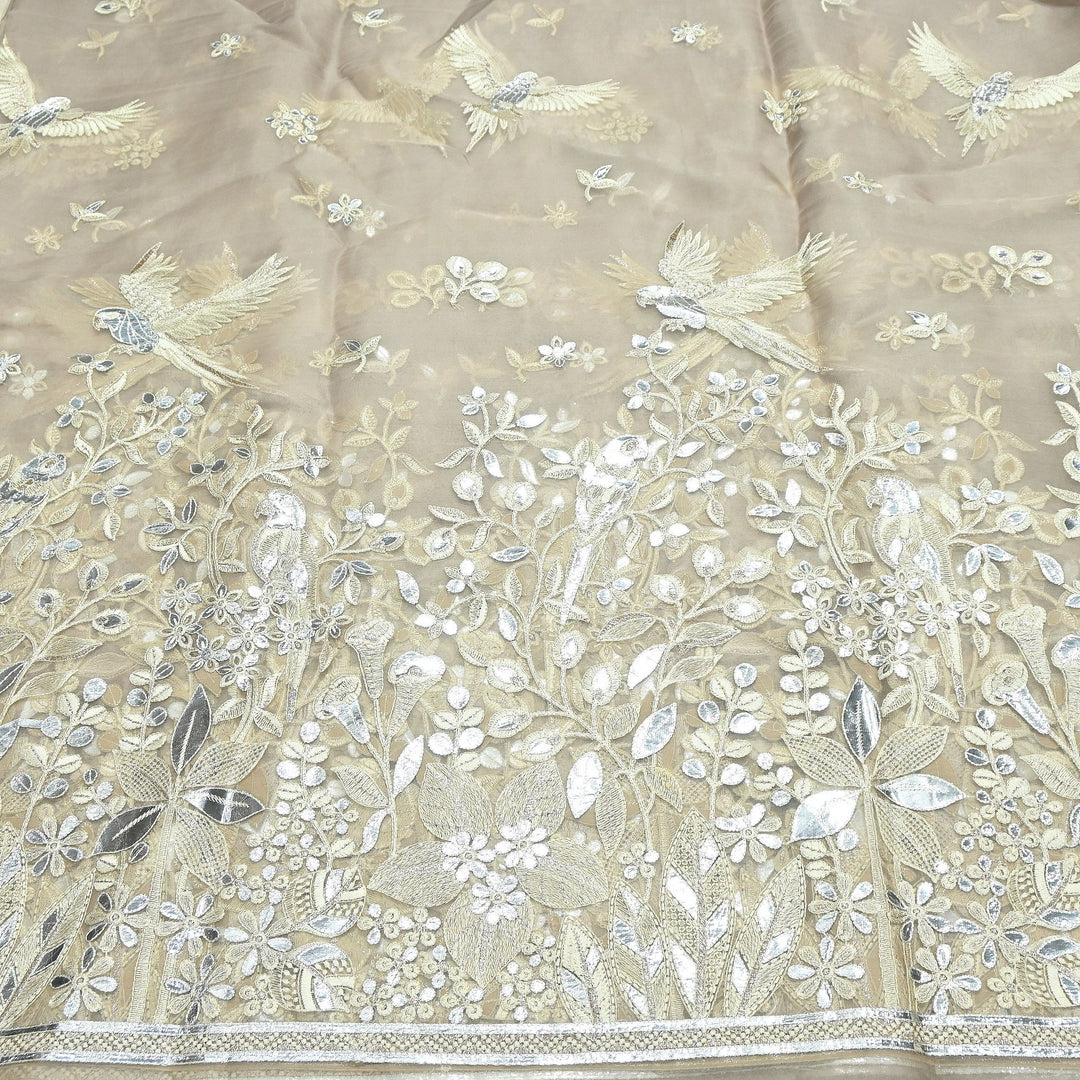 Dyed Silk Organza Gota Zari Embroidery Fabric 54" – Premium Designer Fabric - V1029C-A3