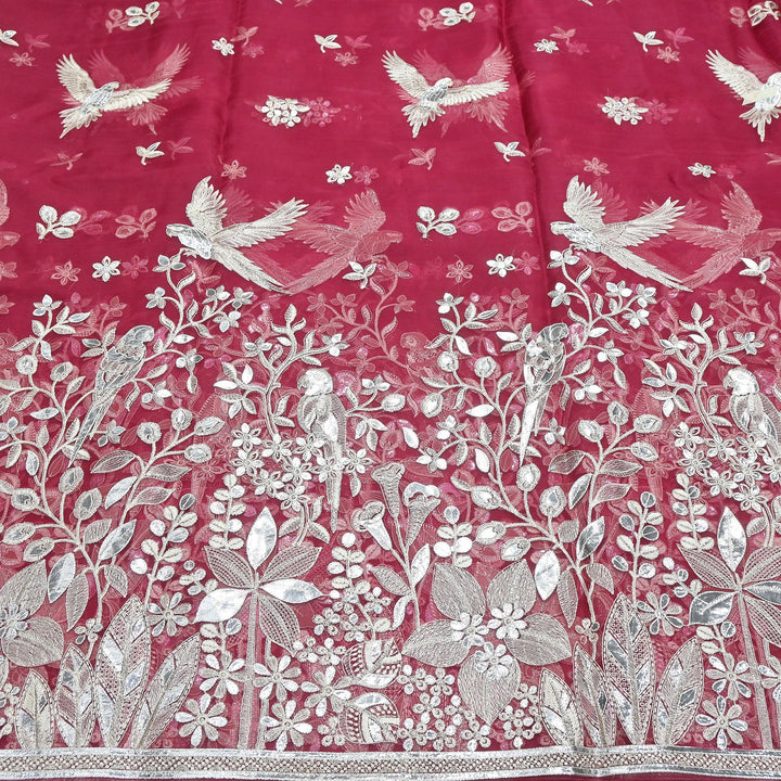 Dyed Silk Organza Gota Zari Embroidery Fabric 54" – Premium Designer Fabric - V1029C-A4
