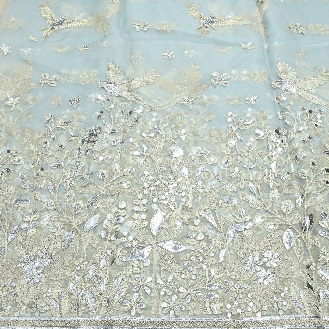 Dyed Silk Organza Gota Zari Embroidery Fabric 54" – Premium Designer Fabric - V1029C-A5