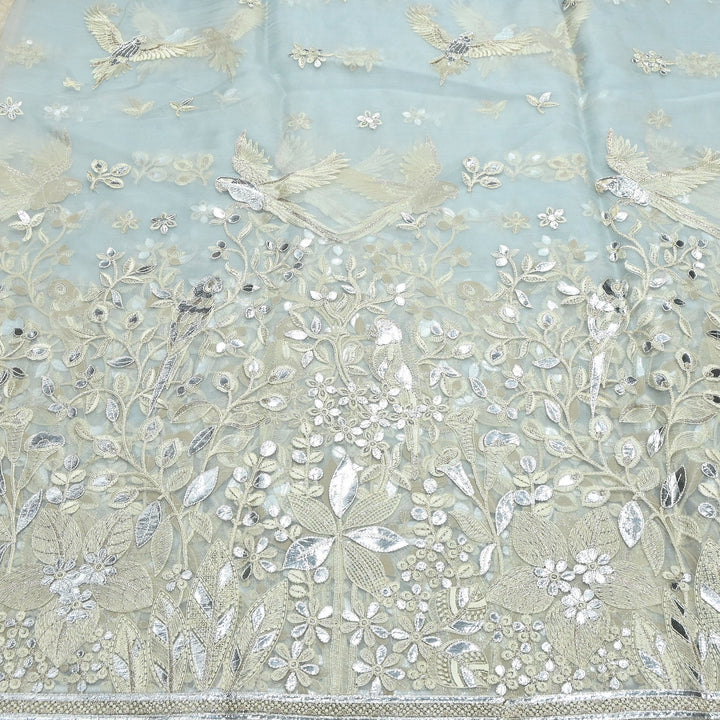 Dyed Silk Organza Gota Zari Embroidery Fabric 54" – Premium Designer Fabric - V1029C-A5