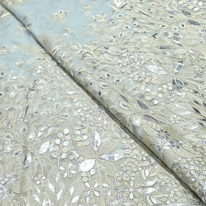 Dyed Silk Organza Gota Zari Embroidery Fabric 54" – Premium Designer Fabric - V1029C-A5