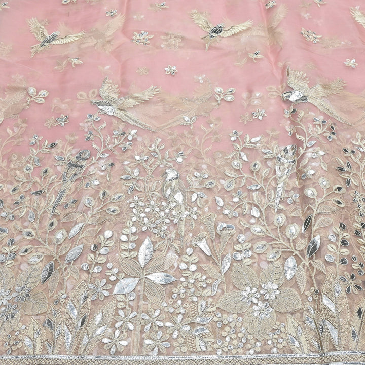 Dyed Silk Organza Gota Zari Embroidery Fabric 54" – Premium Designer Fabric - V1029C-A6